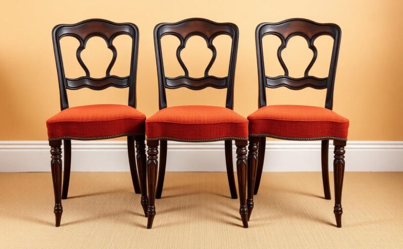 Sillas de comedor retapizadas en tela terracota